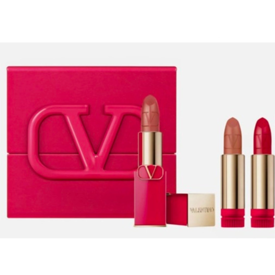 Rosso Valentino Lipstick Set With Hard Valentino Case Nib 85$